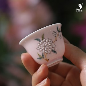 00548人付款天猫古苑陶瓷薄杯子樱花梅花莲花日式陶小杯茶杯天目釉