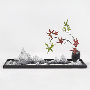 新中式枯山水假山禅意摆件样板房软装饰品玄关沙盘花艺造景微景观