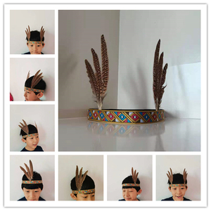 非洲鼓印第安头戴民族风羽毛头带表演舞会道具头饰鸵鸟毛头带头箍