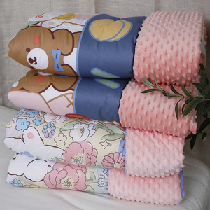 出口韩国纯棉保暖豆豆绒被芯卡通儿童安抚单双人被沙发盖毯秋冬