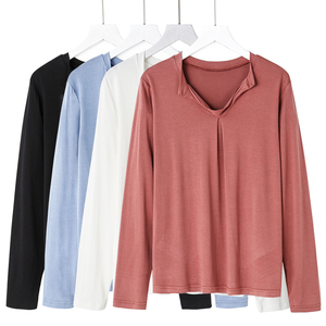 大领口t恤女宽松长袖秋冬