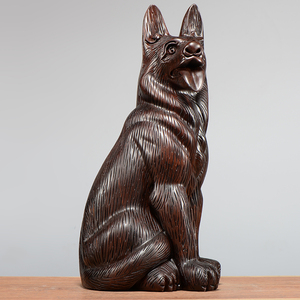 黑檀木雕狗摆件实木雕刻木头生肖狗招财风水家居旺狗红木工艺品
