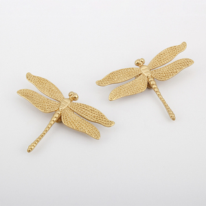 北欧黄铜拉手创意衣柜门子装饰把手轻奢金色动物系列纯铜蜻蜓蝴蝶