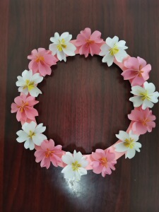 变废为宝手工折纸樱花花环桃花朵朵开饰挂件儿童小学生幼儿园作业