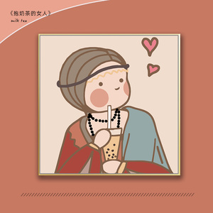 世界名画diy数字油画儿童填色手工卡通少女蒙娜丽莎水油彩装饰画