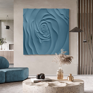 3d立体浮雕抽象玫瑰花朵方形客厅沙发背景墙装饰画纯手绘高端油画