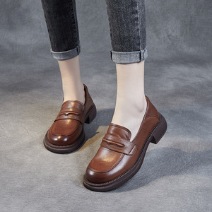 专柜周末有约女兆女鞋派中派名典悦丽娜小皮鞋真皮单鞋粗跟乐福鞋