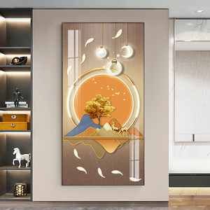 入户玄关装饰画现代简约正对门走廊过道挂画轻奢大气背景墙壁画