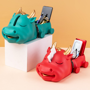 牛年吉祥物安格斯牛纸巾盒收纳盒摆件新年礼物客厅桌面实用装饰品
