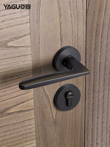 亚固卧室房门锁静音室内门锁磁吸实木简约门锁黑色分体美式门锁