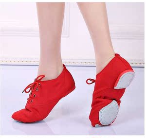 帆布爵士舞鞋子软底高帮韩版儿童现代街舞练功鞋男女生嘻哈舞蹈鞋