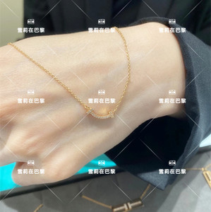 专柜代购正品tiffany蒂芙尼笑脸项链微笑smile满钻mini小号锁骨链