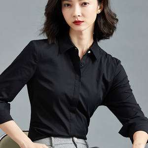 黑色衬衫女设计感小众夏季新款职业衬衫轻熟长袖衬衣薄款休闲上衣