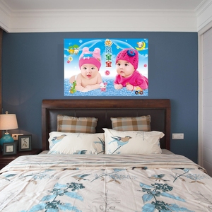 yuqinmei66淘宝超大婴儿画孕妇胎教结婚装饰宝宝画龙凤双胞胎墙画