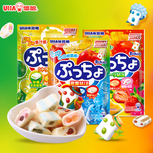 日本进口零食UHA悠哈普超果汁软糖什锦水果夹心味觉糖年货节糖果
