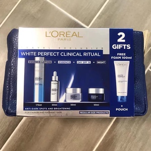 泰国免税店欧莱雅雪颜科研净白美白套装 水洁面乳精华日霜晚霜