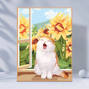 数字油画diy填充手工画画油彩画可爱猫咪手绘涂色动漫卡通装饰画