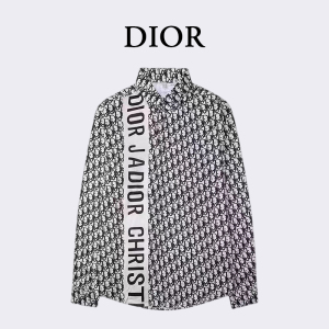 dior/迪奥 22夏季新款满印老花拼接字母logo真丝衬衫女衬衣外套男