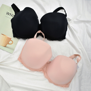 美式复古光面半杯简约薄杯大码内衣胖妹妹大胸显小二分之一文胸