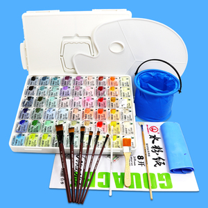 马利20色54色彩水粉画颜料盒装果冻水粉颜料儿童黑板报水粉工具套装