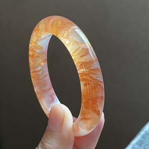 天然原矿冰飘龙纹玛瑙手镯樱花玉髓平安镯子女礼品礼物小圈口50.