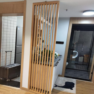 实木条屏风玄关木格栅木质隔断中式客厅入户装饰栅栏现代简约北欧