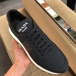 prada普拉达男士新款休闲鞋白底网布面运动男鞋意大利coco采购