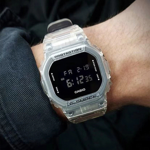 casio卡西欧透明小方块gshock冰韧系列方形学生运动手表dw5600ske
