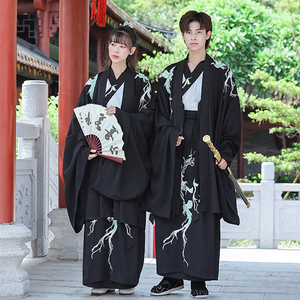 黑色劲装汉服男女情侣装公子帅气古风男士仙气中国风帅气学生班服