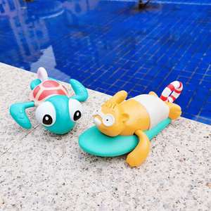 趣味冲浪海狸怪萌小海龟乌浴室戏水拉线水里跑 0-1岁宝宝洗澡玩具