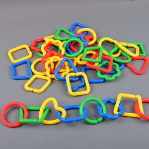 儿童连接链条连环扣几何扣环串联积木幼儿园益智塑料拼插桌面玩具