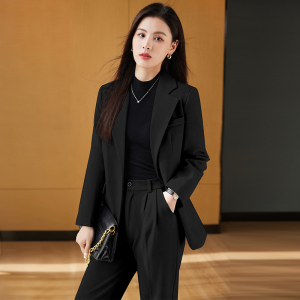 黑色西装外套女秋季2022新款小个子气质休闲毛呢加厚西服套装秋冬