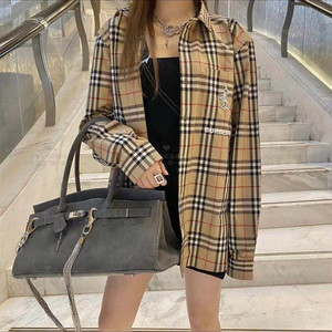 burberry博柏利 新款男女同款独角兽刺绣格纹衬衫 外套