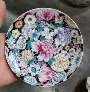 高仿古大清光绪年制粉彩万花图陶瓷小盘子小碟子老货一样厂家出货
