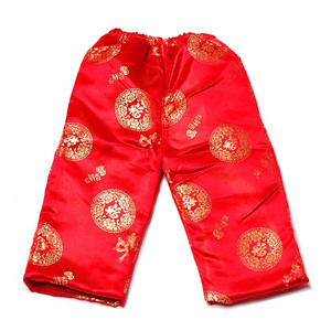 中国风新年唐装裤男童女婴儿棉裤儿童拜年服过年宝宝裤子红色冬装