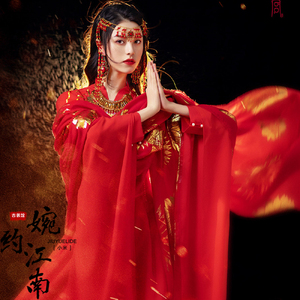 影楼拍照写真女古装主题九公主汉服红色东宫小枫同款服装金缕绡香