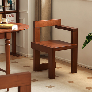 【小万家具】北欧实木餐椅复古椅子创意单人椅设计师书桌椅休闲椅
