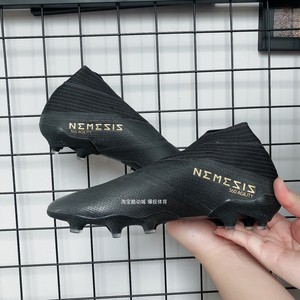 阿迪达斯adidas梅西nemeziz19  fg钉超顶全黑防滑足球鞋 f34405
