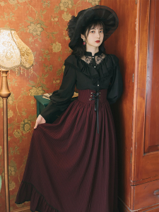 哥特风女装连衣裙欧式宫廷风公主裙中世纪晚礼服英国皇室贵族长裙