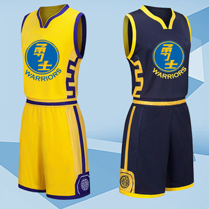 复古中文中国风城市版球衣套装男背心比赛服勇士队篮球服光板定制