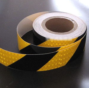 10cm黑黄红白斜纹反光胶带红黄警示反光贴条道路交通防撞地贴纸膜