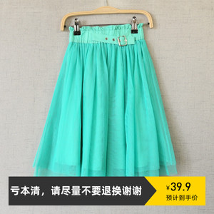 110-160，OK星，女童春夏款松石绿色半身长裙，儿童纱裙公主裙