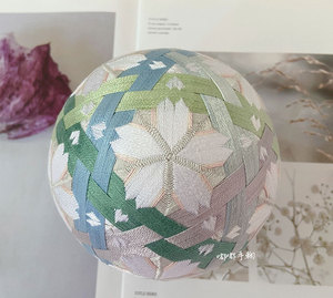 满绣 樱之舞 手鞠球手工绣球 材料包 摆设和风汉服 挂件 拍摄道具