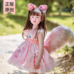 儿童玲娜贝儿连衣裙蓬蓬裙女宝宝狐狸尾巴衣服夏女童洛丽塔公主裙