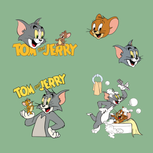 动漫卡通猫和老鼠t恤服装铺料图案贴a级热转印烫画贴diy手工贴