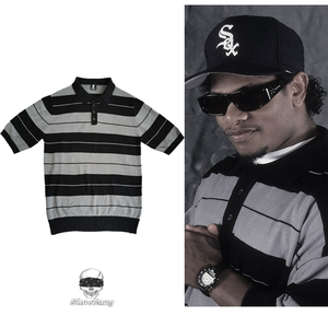 chicano短袖西海岸cholo嘻哈复古墨西哥匪帮针织宽松条纹polo衫男