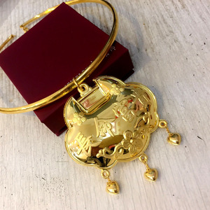 足金9999金项圈 龙凤儿童宝宝项圈儿童宝宝 满月周岁百天项链 235