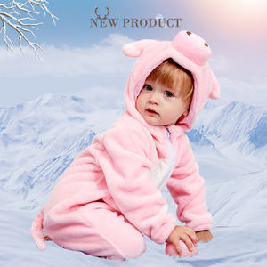 婴儿连体衣秋冬季宝宝衣服小猪宝宝衣服猪年可爱睡衣连帽外套爬服