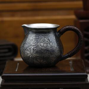 00同款货源刘在真好淘宝老银匠足银999手工银水杯足银内胆办公