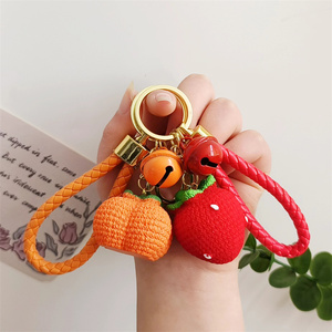 创意水果汽车钥匙扣挂件新奇南瓜包包挂绳草莓树脂包包情侣挂件